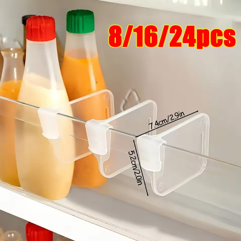 Kitchen Gadgets Storage Ideas - 8/16/24PCS Pembagi Organizer Kulkas Transparan yang