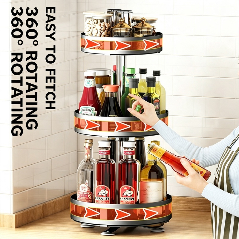 Kitchen Gadgets Storage Ideas - 360 ° Rak Organizer Dapur Putar
