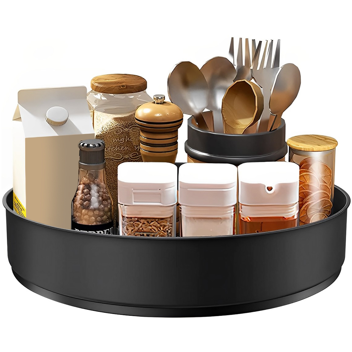 Kitchen Gadgets Storage Ideas - Rak Putar Baja Tahan Karat Multifungsi