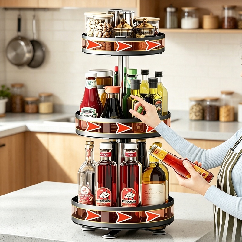 360 °   Rak Penyimpanan Bumbu  - Kitchen Gadgets Storage Ideas ulasan dan harga